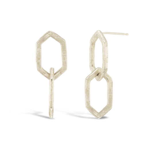 Hex Link Earrings, 2 Links