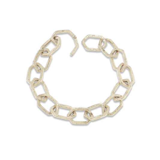 Hex Link Bracelet - White Gold