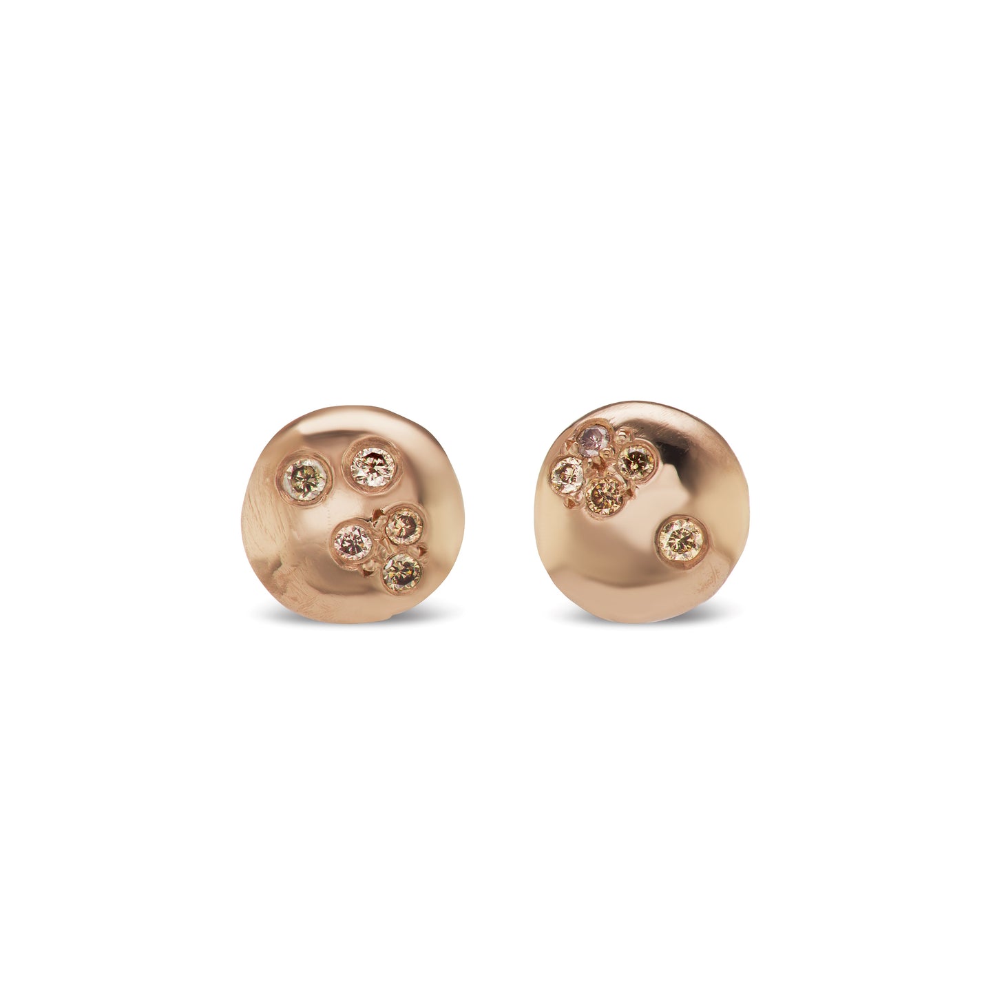 Sand Pave Disc Earrings - Rose Gold