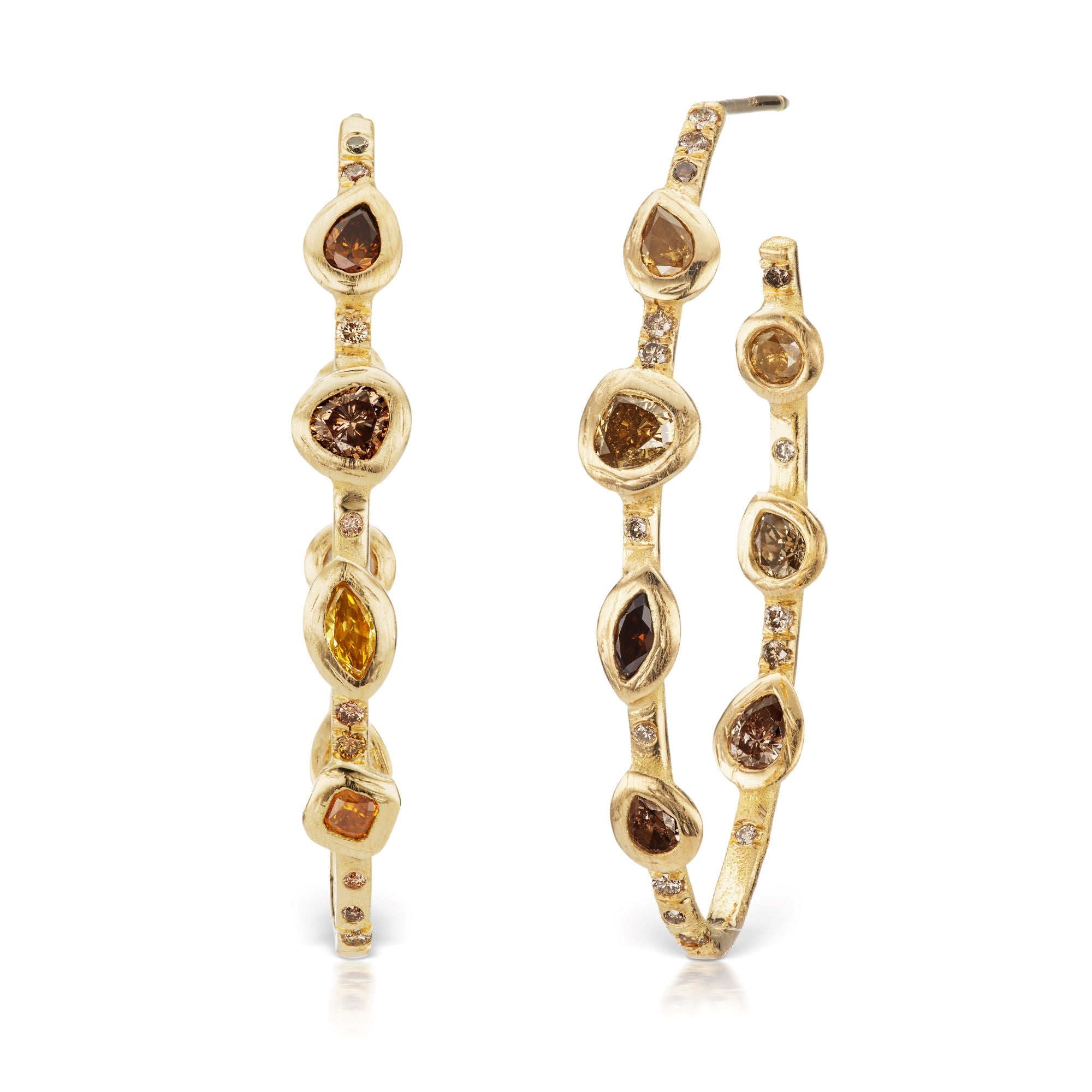 Gold Plated Hoop Earrings with Blue Stone | Juulry.com